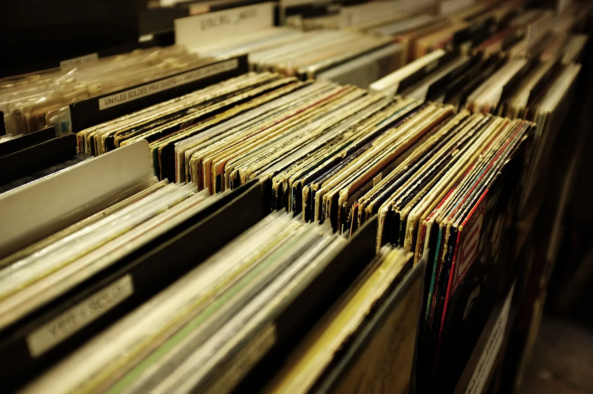 vinyl records store shopping
