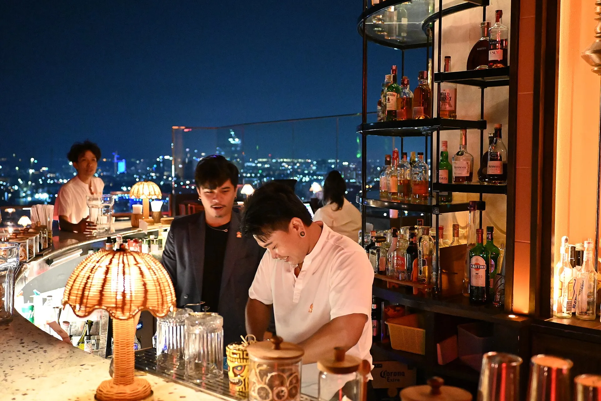 cocktail bar warm lighting evening